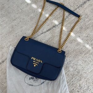 Prada Milano Navy Blue Shoulder Bag